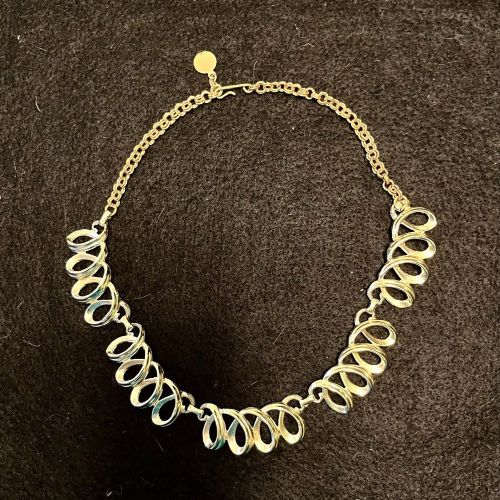 Vintage ‘Swirly’ Choker-Style Gold-Tone Necklace 16”